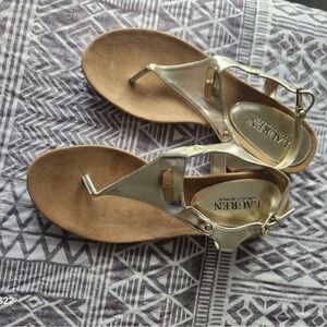 Lauren Ralph Lauren Gold T-Strap Sandals